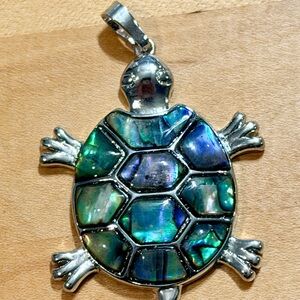 Adorable Colorful Abalone Turtle Pendant Necklace